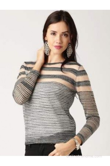 All About You Casual Full Sleeve Striped Women's Top